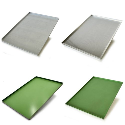 Teglie alluminio bordo piega 60x40-60x80 forate, non forate, teflonate, non teflonate